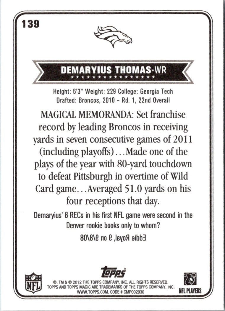 2012 Topps Magic Demaryius Thomas