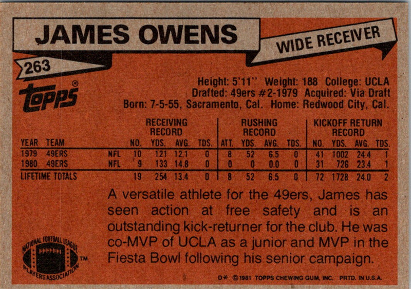 1981 Topps James Owens