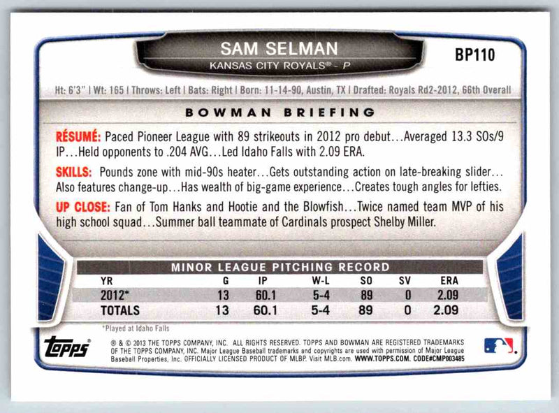 2013 Bowman Sam Selman