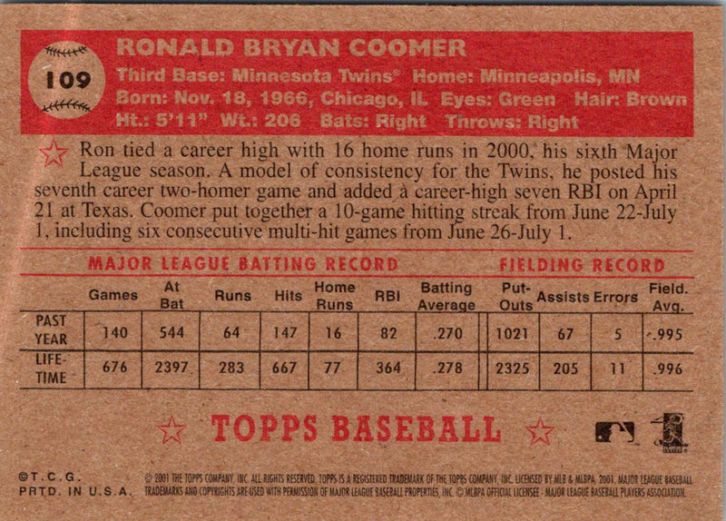 2001 Topps Heritage Ron Coomer