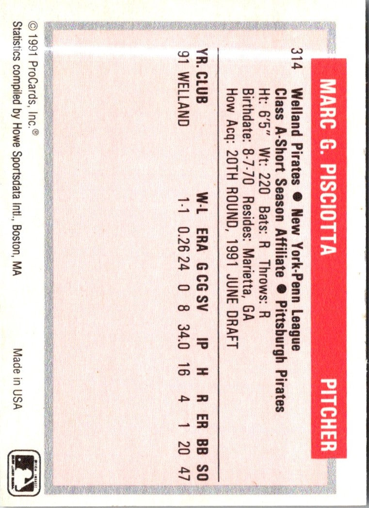 1991 ProCards Marc Pisciotta