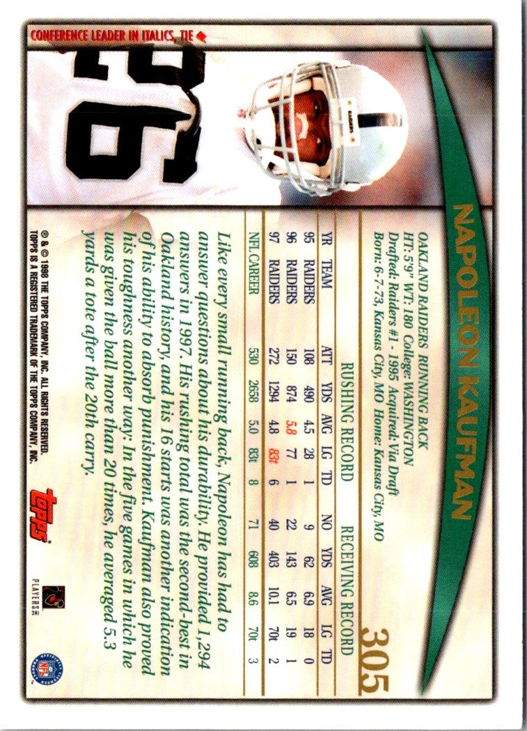 1998 Topps Season Opener Napoleon Kaufman