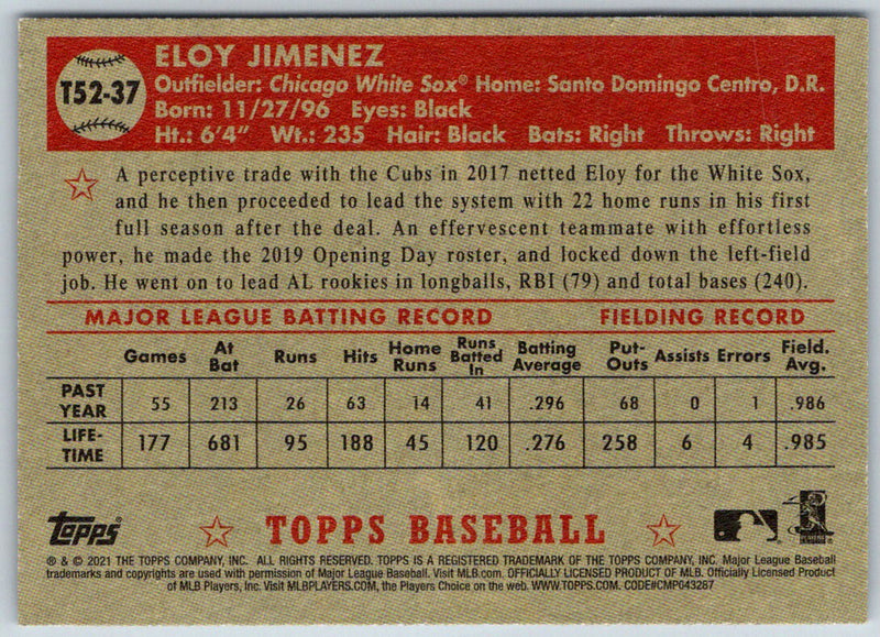 2020 Topps 1985 35th Anniversary Autographs Eloy Jimenez