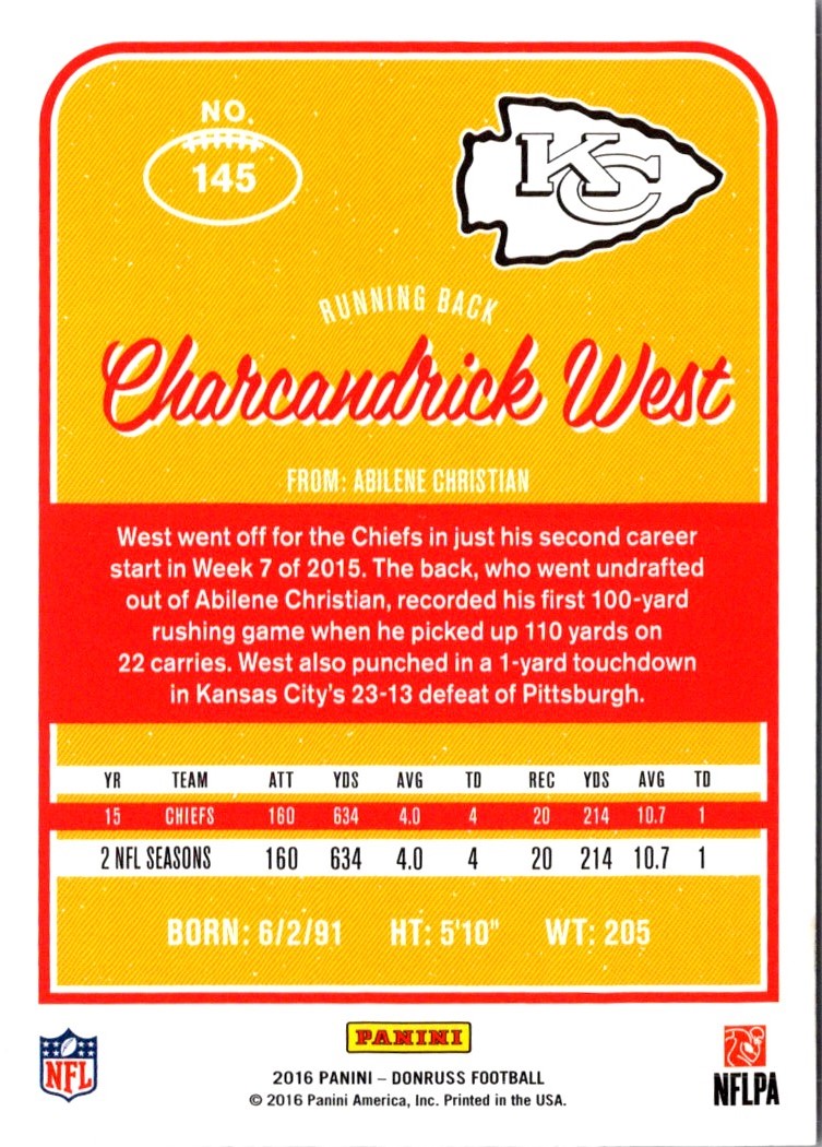 2016 Donruss Charcandrick West