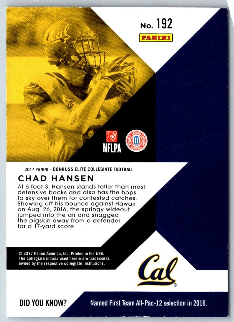 2017 Panini Elite Draft Picks Chad Hansen