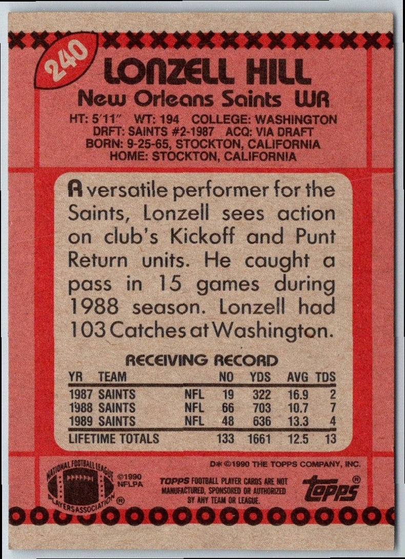 1990 Topps Lonzell Hill