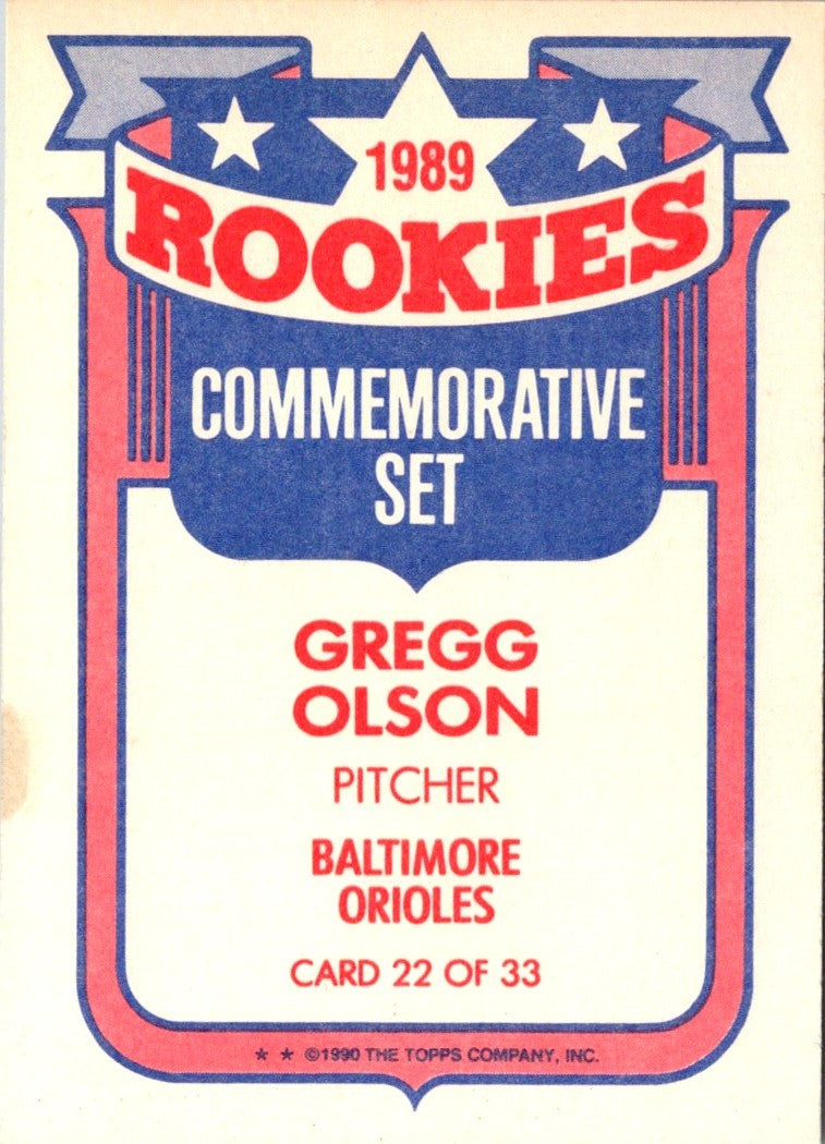 1990 Topps Rookies Foil Test Gregg Olson