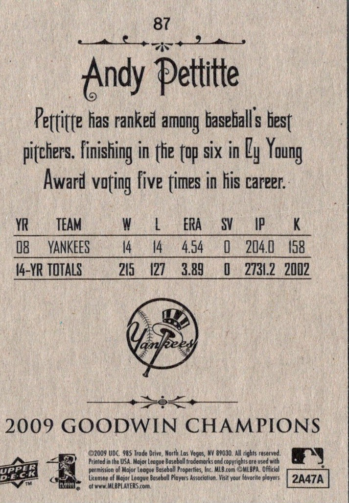 2008 Upper Deck Yankee Stadium Box Set Andy Pettitte