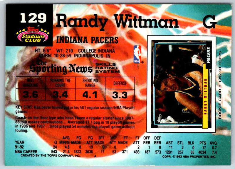 1992 Stadium Club Randy Wittman