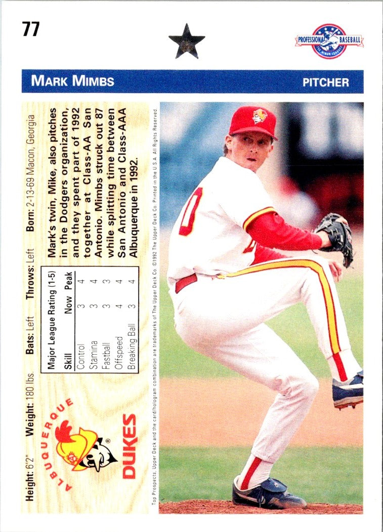 1992 Upper Deck Minors Mark Mimbs