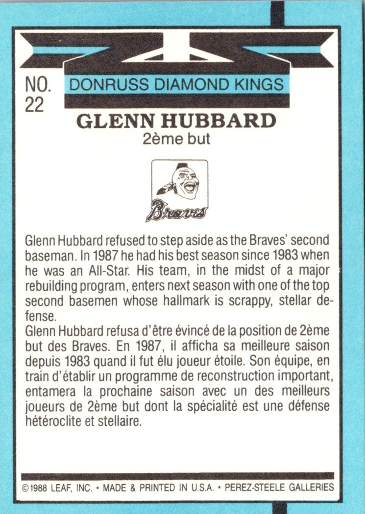 1988 Donruss Super Diamond Kings Glenn Hubbard