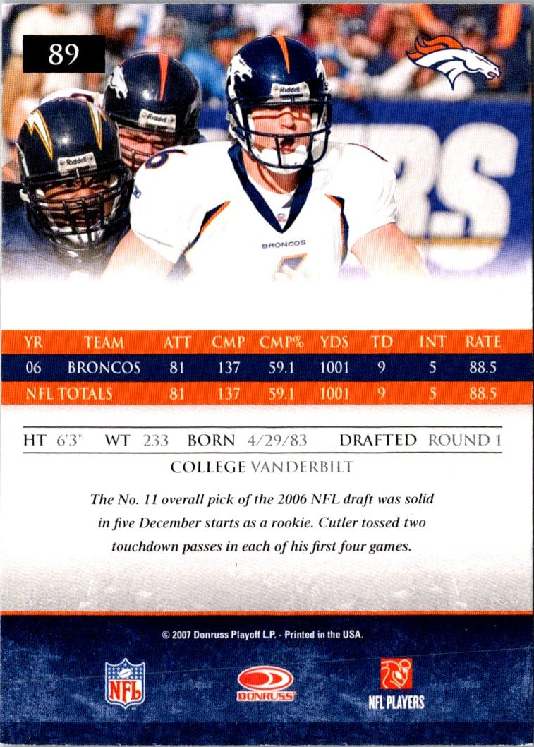 2007 Donruss Gridiron Gear Jay Cutler