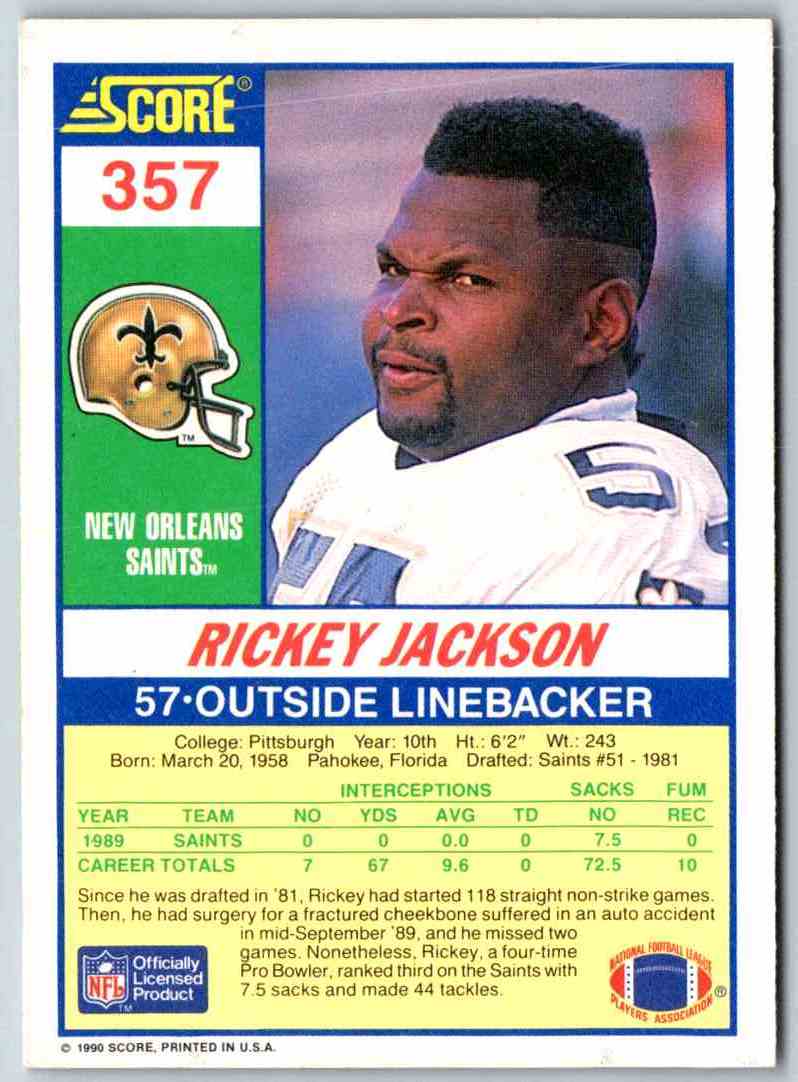 1990 Score Rickey Jackson