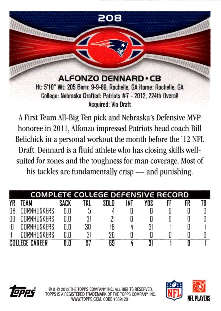 2012 Topps Alfonzo Dennard