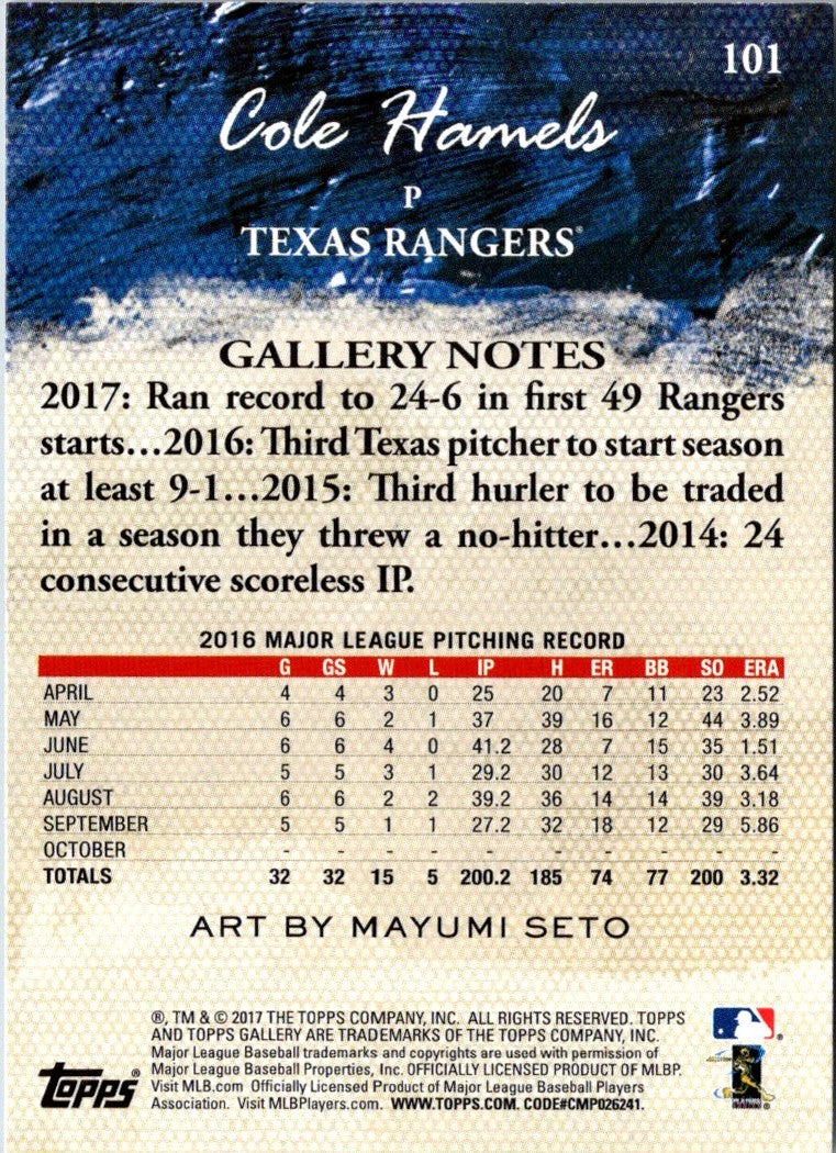 2017 Topps Gallery Cole Hamels