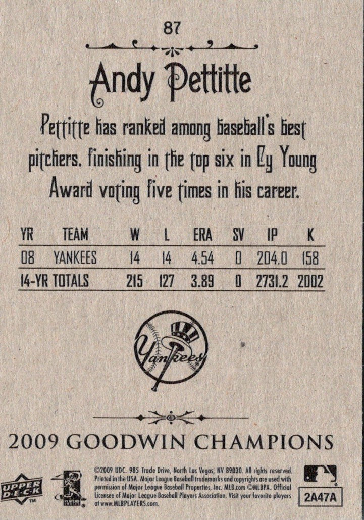 2009 Upper Deck Goodwin Champions Andy Pettitte