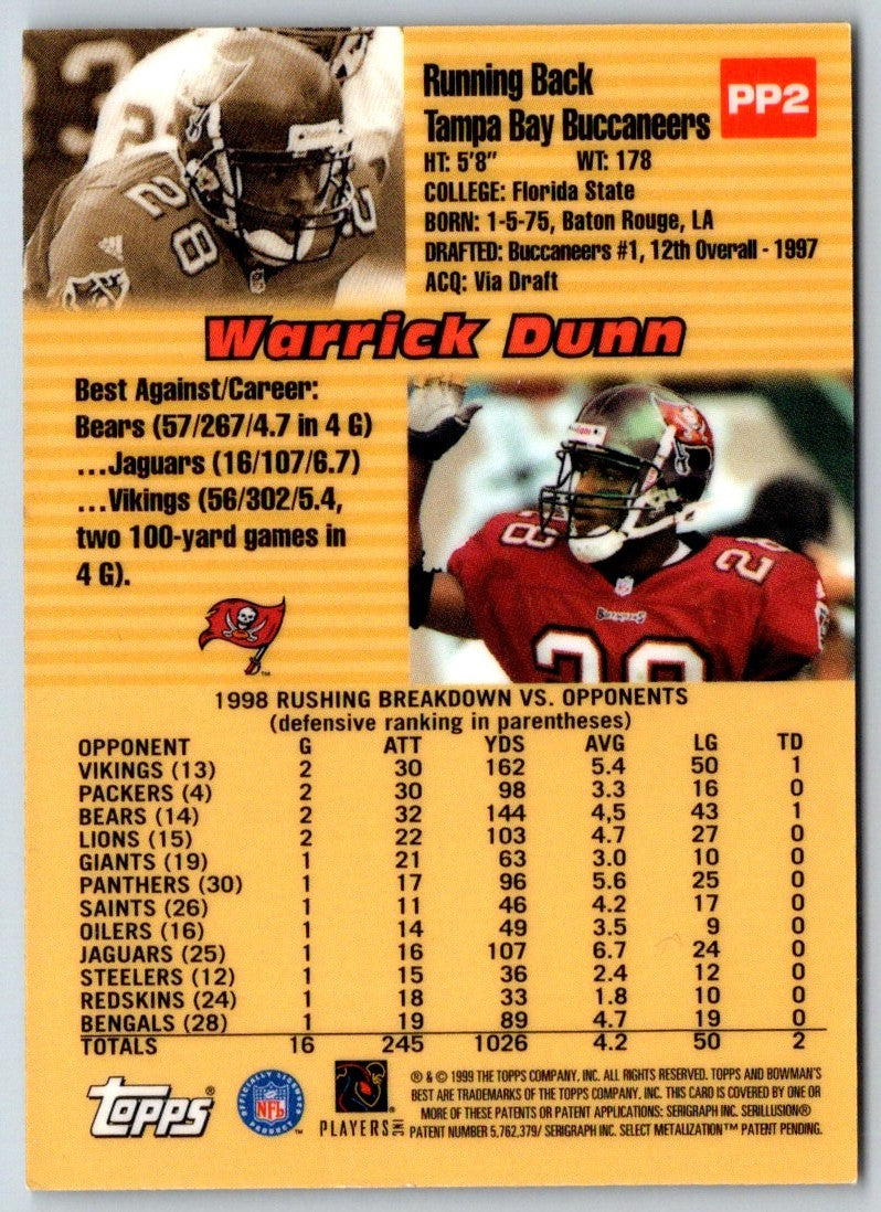 1999 Bowman's Best Pre Production Warrick Dunn