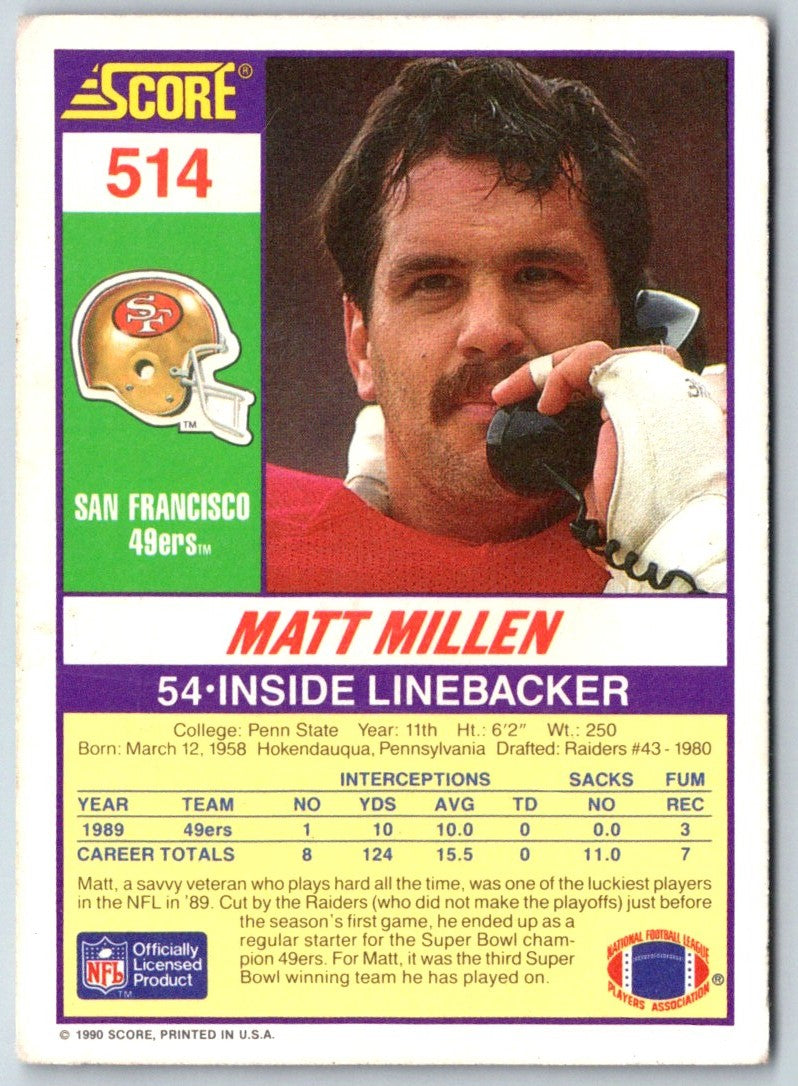 1990 Score Matt Millen