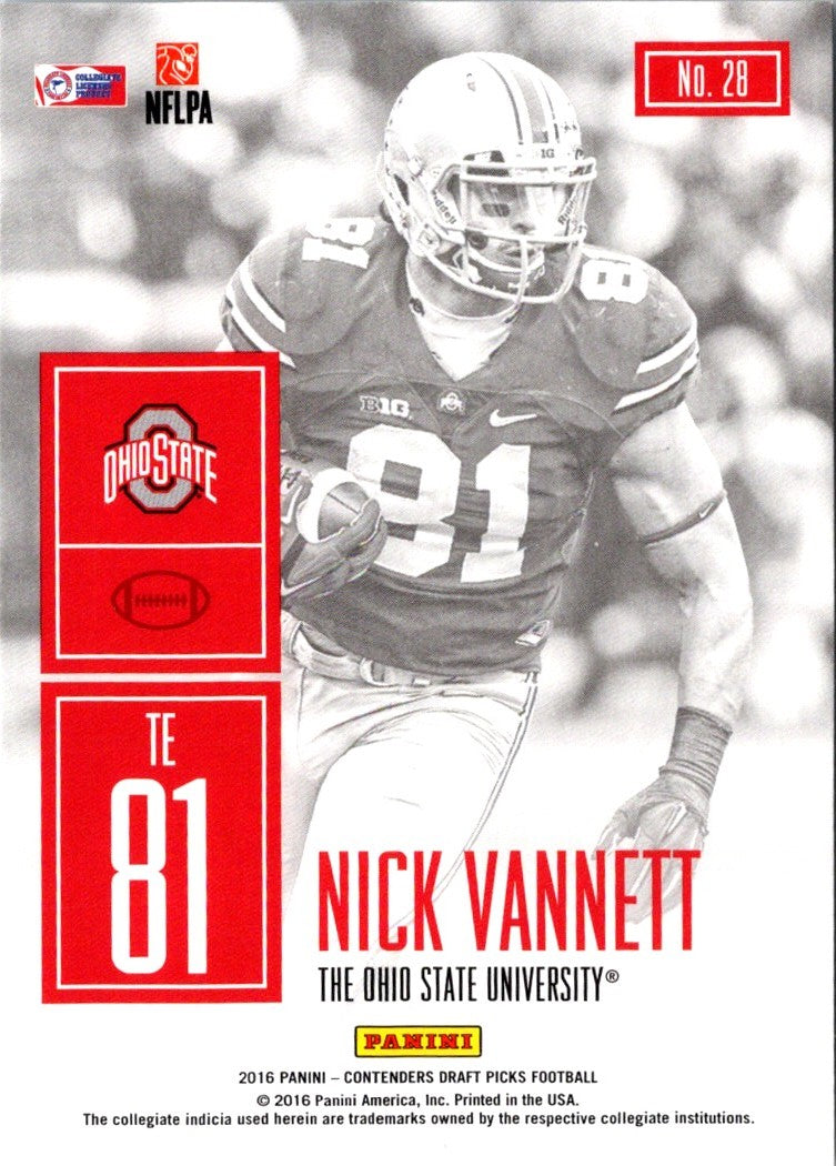 2016 Panini Contenders Draft Picks Nick Vannett