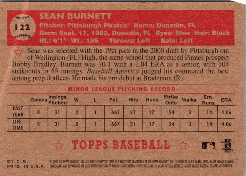 2001 Topps Heritage Sean Burnett