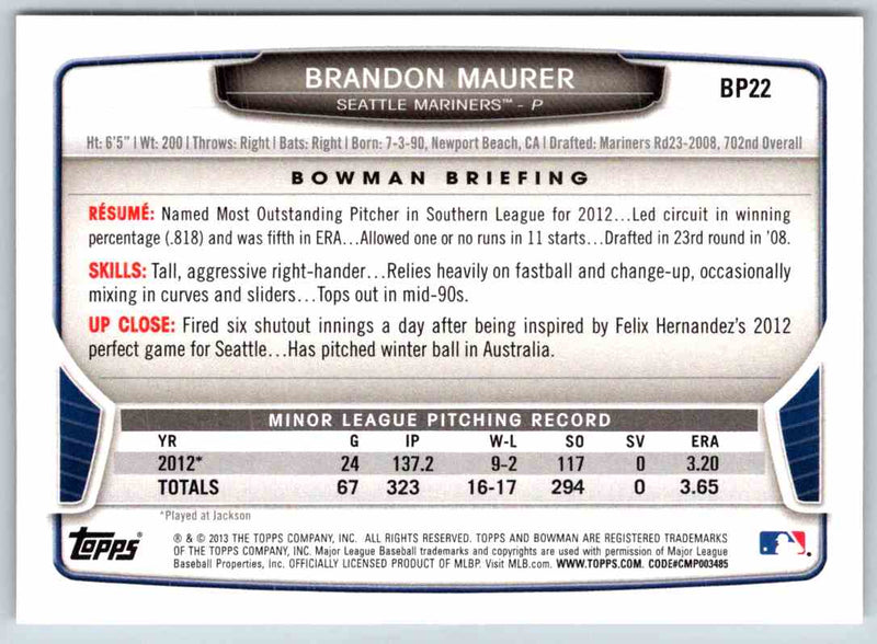 2014 Bowman Brandon Maurer