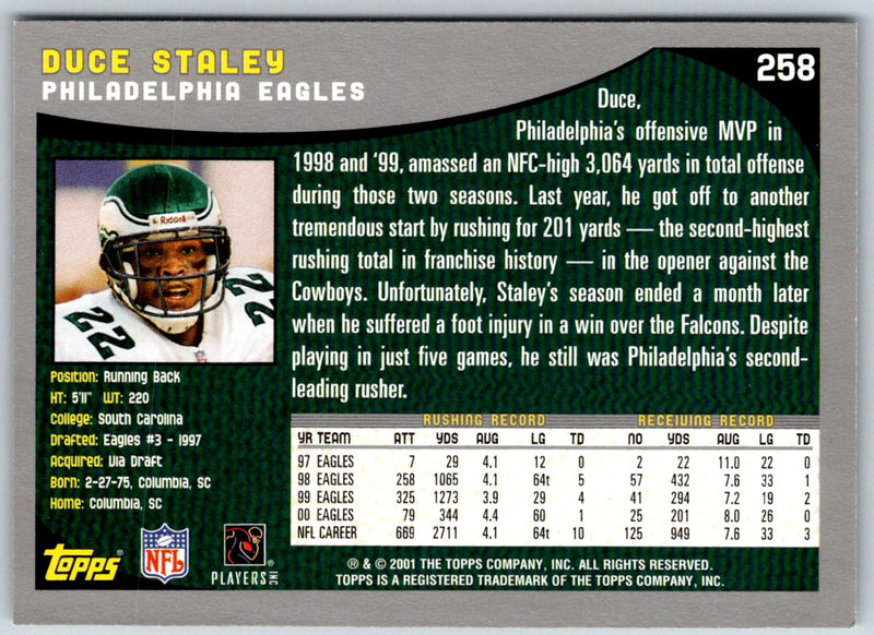 2001 Topps Duce Staley