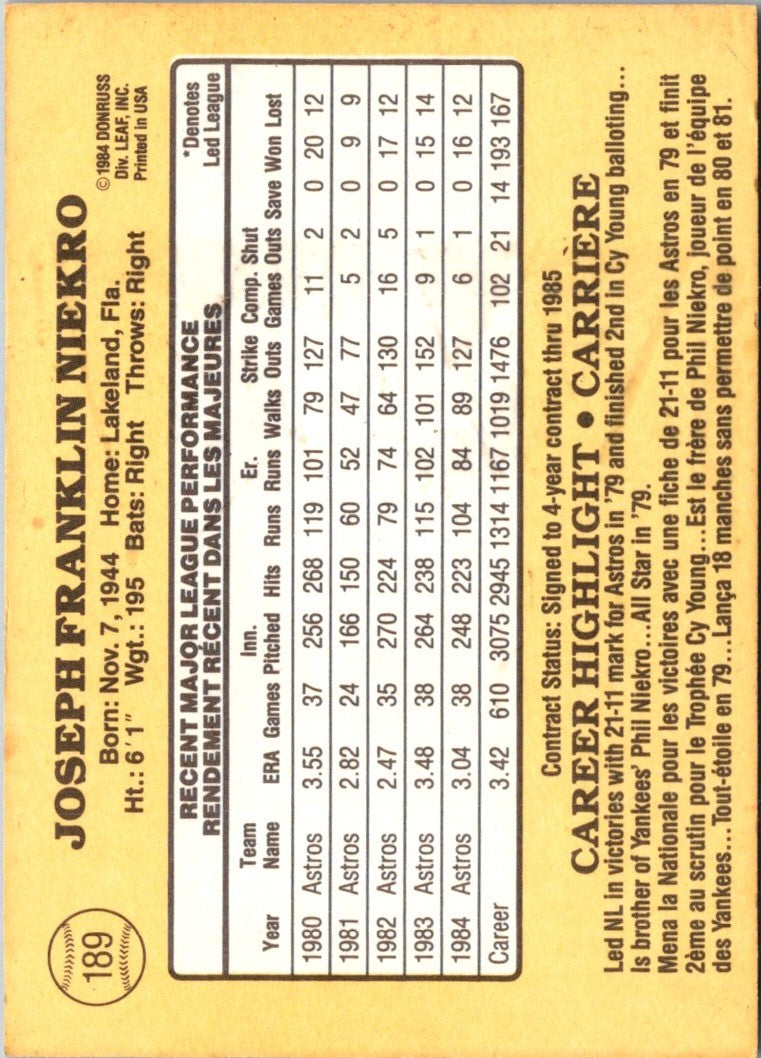 1985 Leaf Joe Niekro