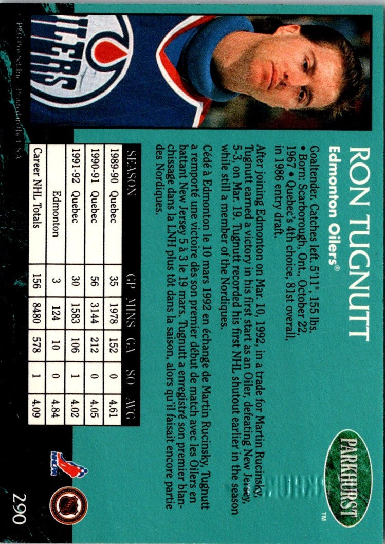 1992 Parkhurst Emerald Ice Ron Tugnutt