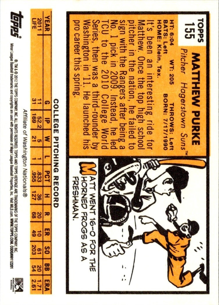 2012 Topps Heritage Minor League Matthew Purke