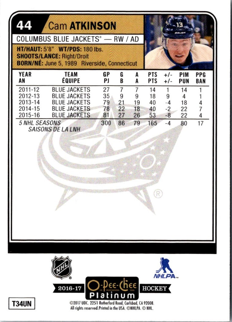 2016 O-Pee-Chee Platinum Cam Atkinson