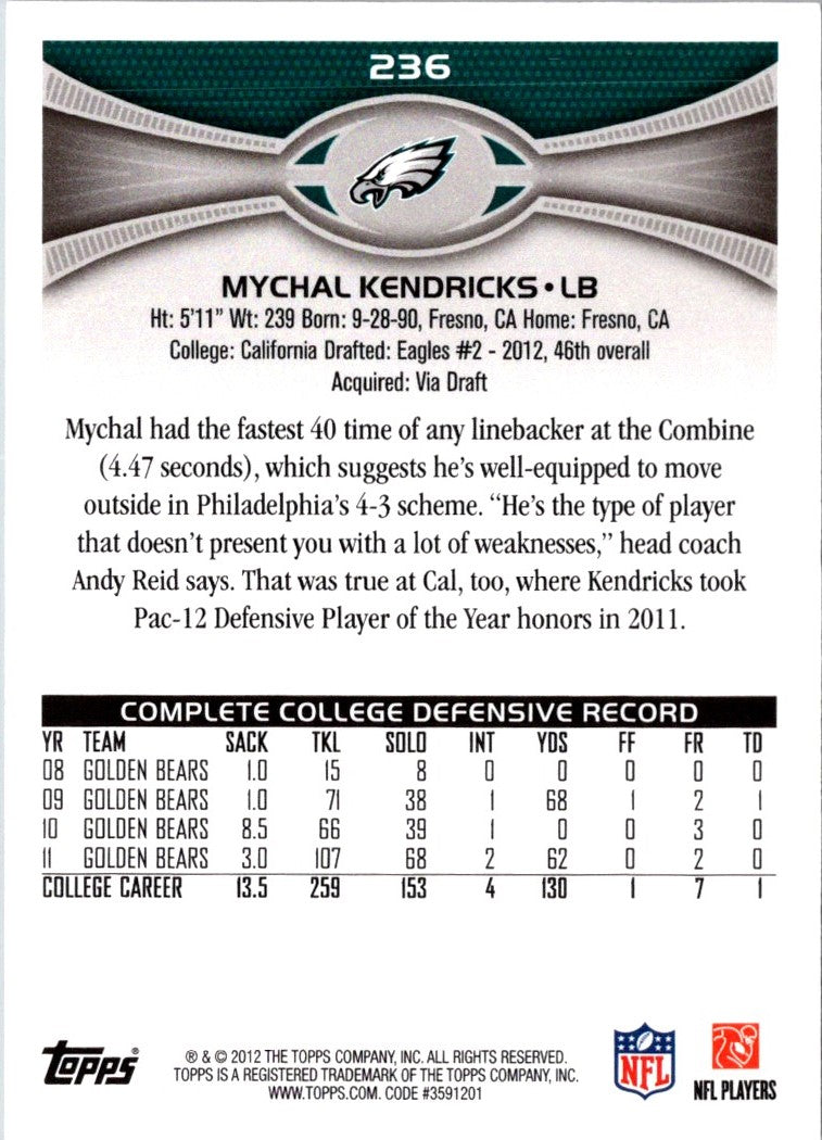 2012 Topps Mychal Kendricks