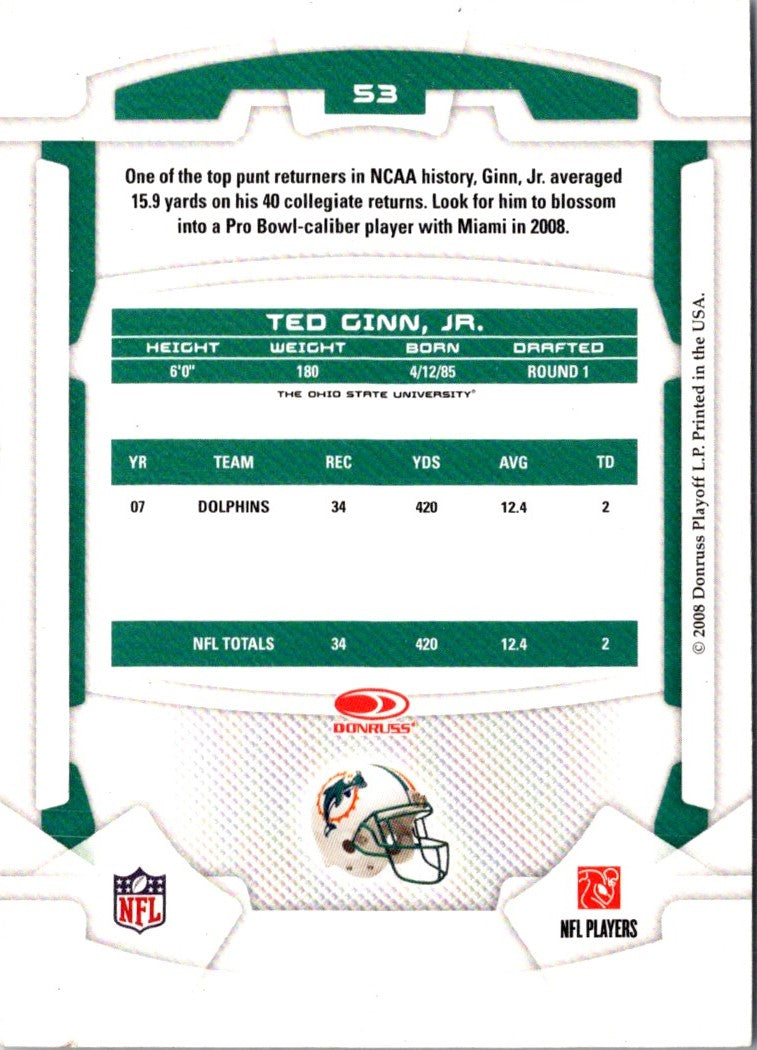 2008 Leaf Rookies & Stars Longevity Ted Ginn Jr.