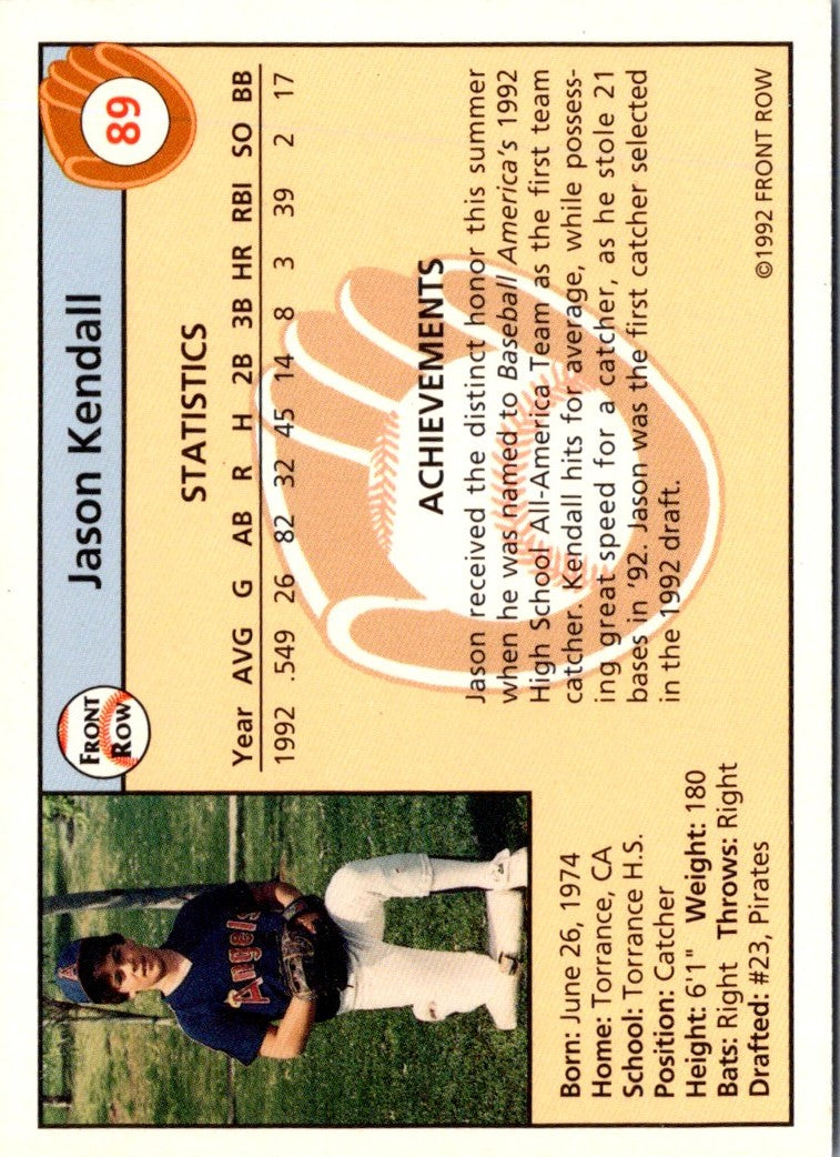 1992 Front Row Draft Picks Jason Kendall