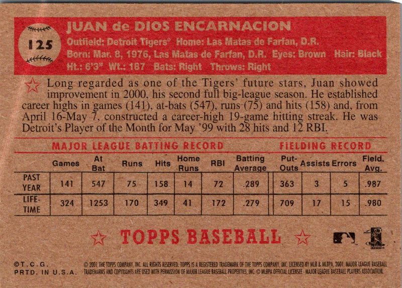 2001 Topps Heritage Juan Encarnacion