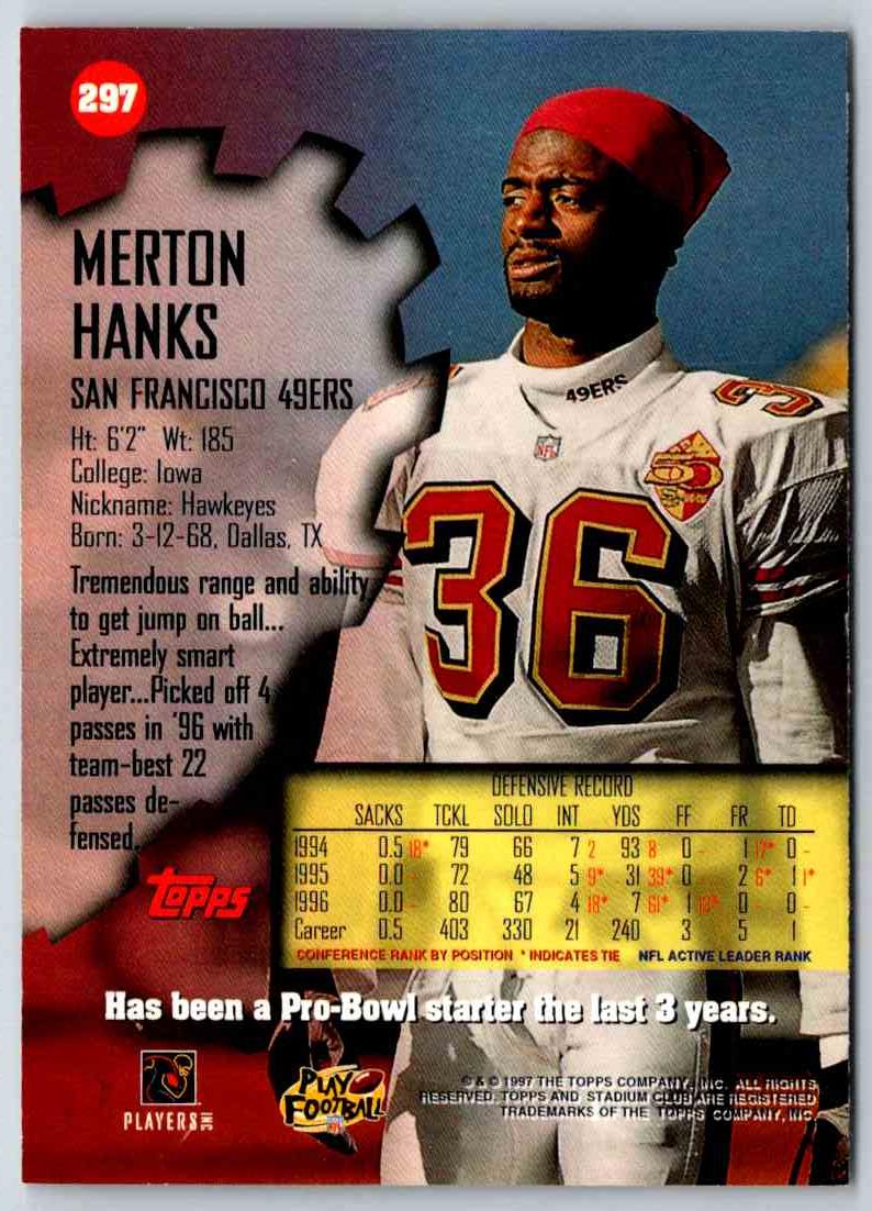 1997 Topps Stadium Club Football Merton Hanks
