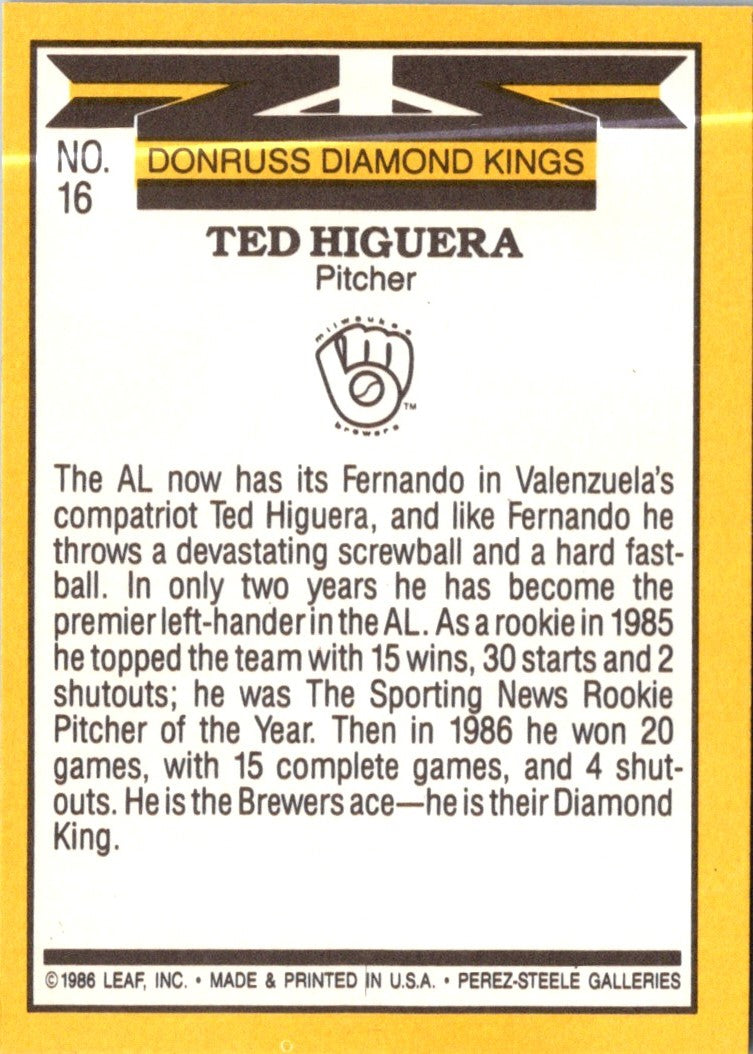 1987 Diamond Kings Ted Higuera