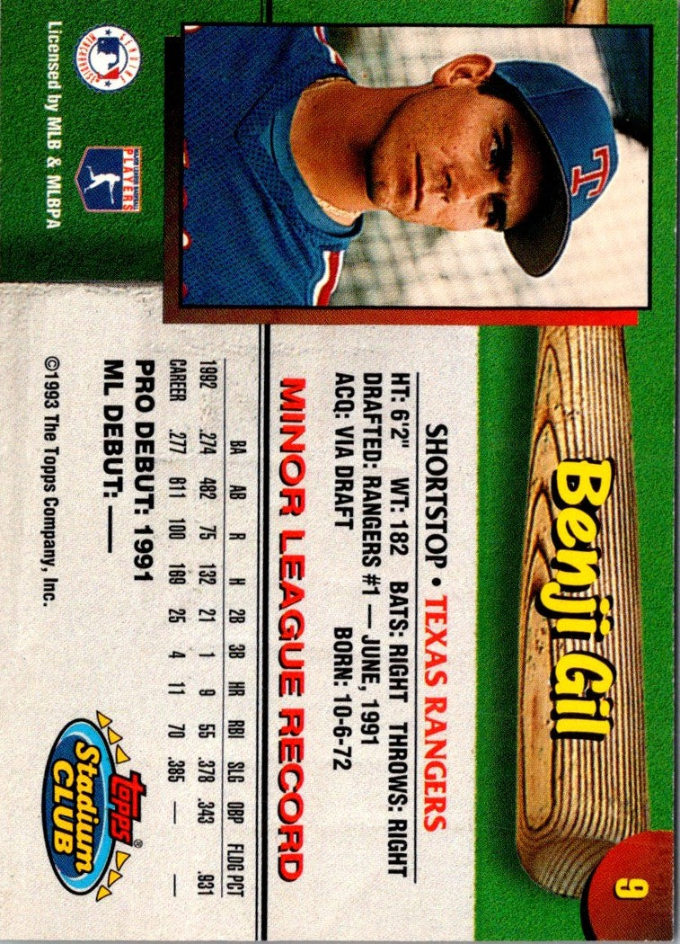 1993 Stadium Club Texas Rangers Benji Gil