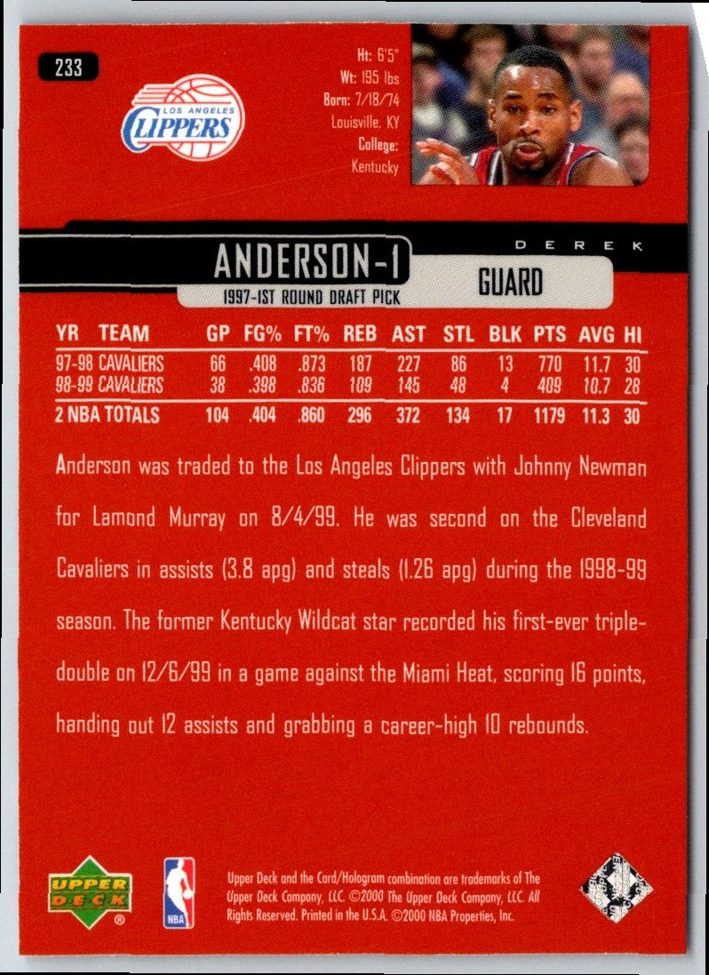 1999 Upper Deck Derek Anderson