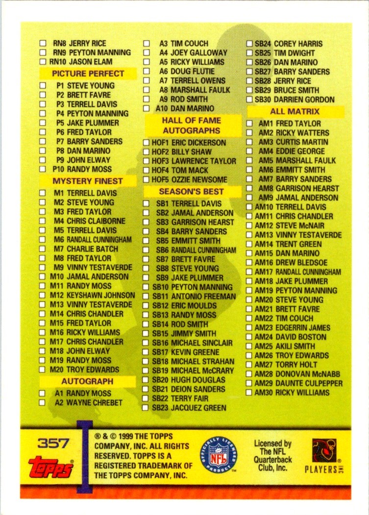 1999 Topps Checklist