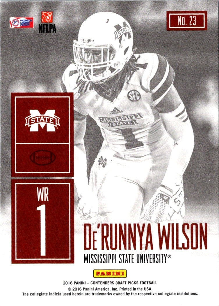 2016 Panini Contenders Draft Picks Game Day Tickets De'Runnya Wilson