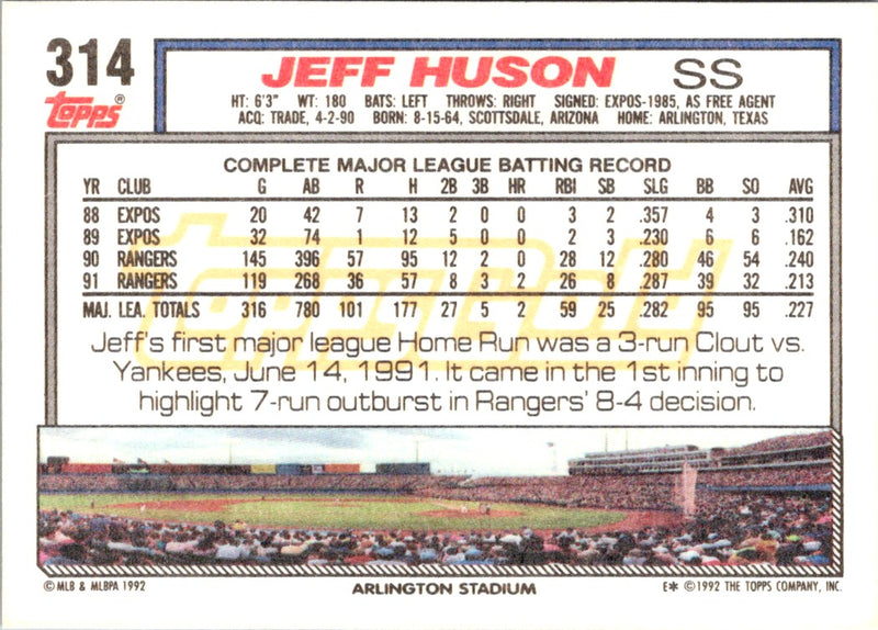 1992 Topps Jeff Huson