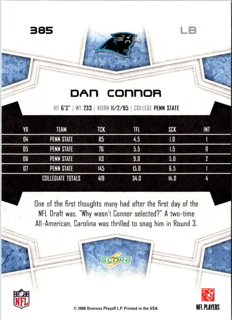 2008 Score Super Bowl XLIII Dan Connor