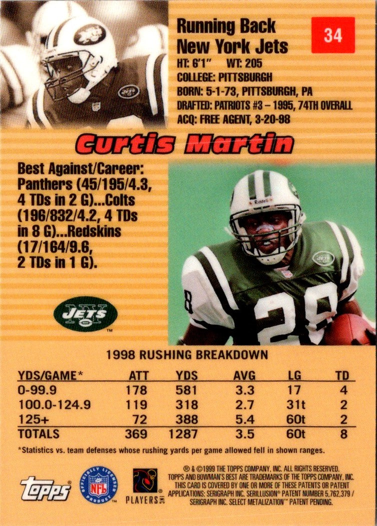 1999 Bowman's Best Curtis Martin