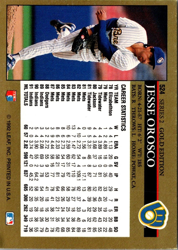 1992 Leaf Black Gold Jesse Orosco