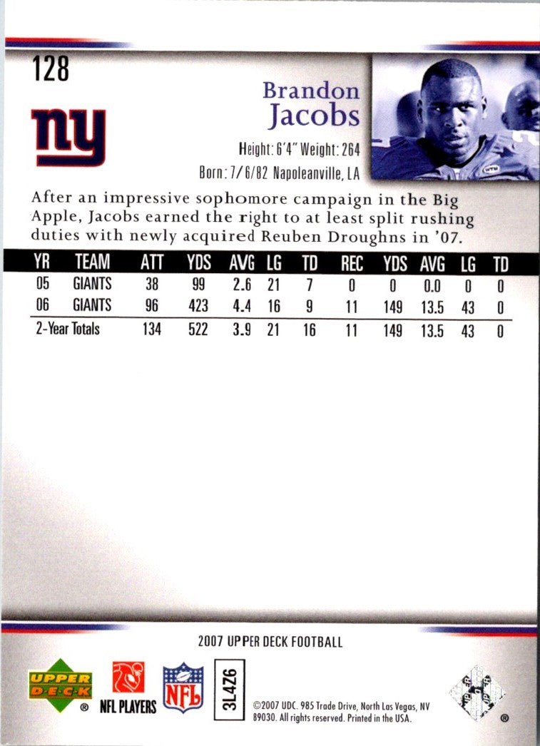 2007 Upper Deck Brandon Jacobs