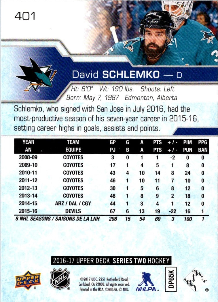 2017 Upper Deck David Schlemko