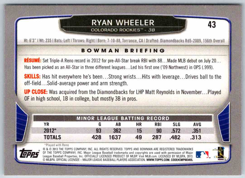 2014 Bowman Ryan Wheeler