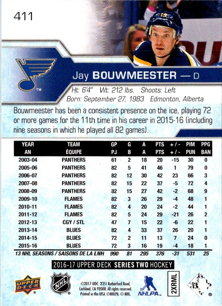 2017 Upper Deck Jay Bouwmeester