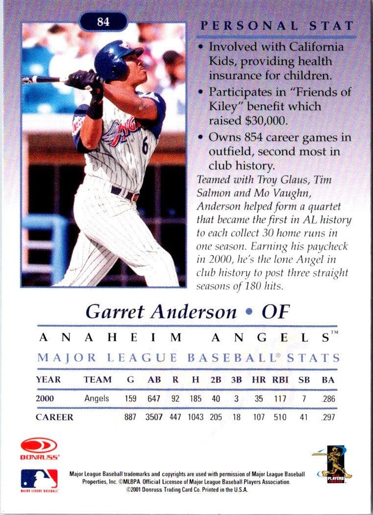 2001 Donruss Classics Garret Anderson