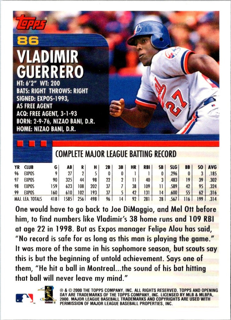 2000 Topps Opening Day Vladimir Guerrero